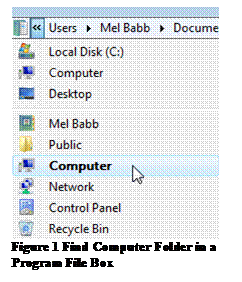 Text Box:    Figure 3 Find Computer Folder in a Program File Box