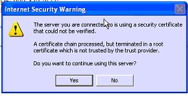 Certificate warning