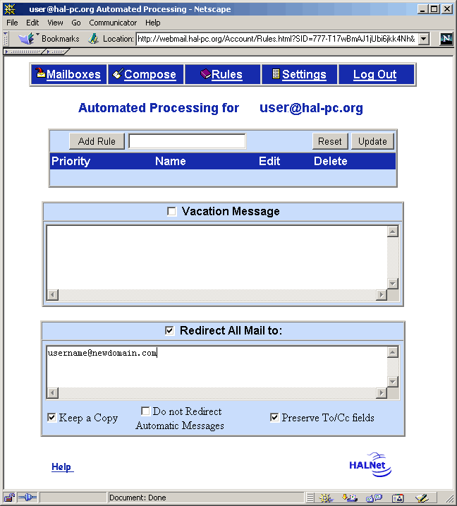 Forwarding options