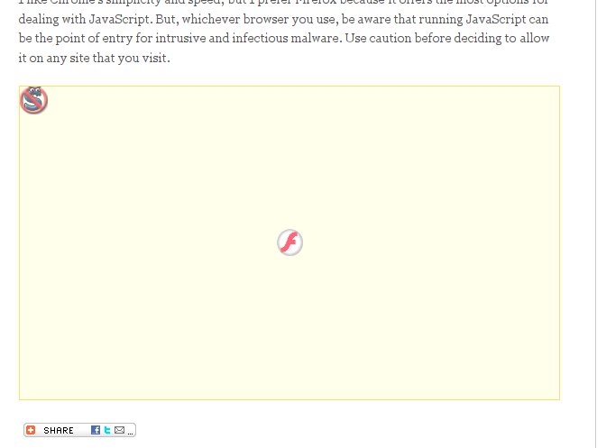 Figure 1: NoScript blocking Flash.